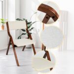 CangLong 18" Dining Chairs Set of 2, Foldable Chairs with Padded Seats and Solid Wood Frame for Dining, Living Room & Meeting Room, Walnut+Beige - Image 6