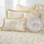 Loom and Mill 9-Piece Comforter Bed in a Bag, Elegant Damask Floral Comforter Set Queen Size, All Season Jacquard Bedding Sets with Bed Skirt, Euro Shams and Decorative Pillows(Beige Gold, Queen) - Image 7