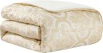 Loom and Mill 9-Piece Comforter Bed in a Bag, Elegant Damask Floral Comforter Set Queen Size, All Season Jacquard Bedding Sets with Bed Skirt, Euro Shams and Decorative Pillows(Beige Gold, Queen) - Image 8