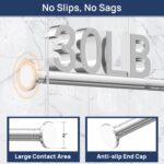 ENJOYBASICS Shower Curtain Rod 30 to 88 Inches, 1 Inch Stainless Steel Adjustable Spring Tension Rods No Drill for Bathroom, Closet, Window, Room Divider, Never Rust, Non Slip, Chrome - Image 6