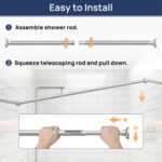 ENJOYBASICS Shower Curtain Rod 30 to 88 Inches, 1 Inch Stainless Steel Adjustable Spring Tension Rods No Drill for Bathroom, Closet, Window, Room Divider, Never Rust, Non Slip, Chrome - Image 7