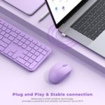 Wireless Keyboard and Mouse Combo - seenda Full Size 2.4G USB Wireless Keyboard Mouse Set, Quiet Cordless Computer Keyboard Mouse for Windows, Laptop, PC - Purple - Image 3
