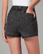 luvamia Jean Skorts for Woman High Waisted Pull On Stretchy Denim Wrap Skirt with Shorts Trendy Asymmetrical Skort - Image 3