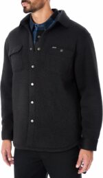 Smith's Workwear Men's Sherpa-Lined Sweater Fleece Snap Closure Shirt-Jacket - Image 3