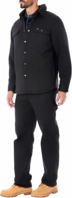 Smith's Workwear Men's Sherpa-Lined Sweater Fleece Snap Closure Shirt-Jacket - Image 8