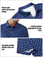 2 Pack Men's Golf Polo Shirts Short Sleeve Dry Fit Print Performance Mositure Wicking Golf Shirts for Men Casual - Image 6