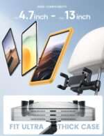 Lamicall Car Headrest Tablet Holder - [Lockable] [Thick Case Friendly] [Foldable Clip] Car Backseat Tablet Mount, Car Accessories for Kids, for iPad Pro, Air, Mini, Galaxy, Fire HD, 4.7-13" Tablets - Image 6