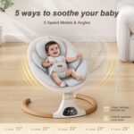 Baby Swings for Infants, Monamii Baby Swing, Bluetooth Infant Swing with Music Speaker, 5 Speeds and Remote Control, Indoor & Outdoor Use (Beige) - Image 5