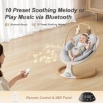 Baby Swings for Infants, Monamii Baby Swing, Bluetooth Infant Swing with Music Speaker, 5 Speeds and Remote Control, Indoor & Outdoor Use (Beige) - Image 7
