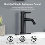 Black Bathroom Faucet, WINKEAR Single Hole Bathroom Faucet with Pop-up Drain and Flexible Hoses, Single Handle Faucet for Bathroom Sink, Vanity, RV, Modern Farmhouse, Suitable for 1 Hole or 3 Hole - Image 4