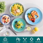 vancasso Bonita Dinnerware Set 24 Pieces Blue Stoneware Service for 6, Handpainted Spirals Pattern Stoneware Combination Set - Image 4