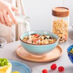 vancasso Bonita Dinnerware Set 24 Pieces Blue Stoneware Service for 6, Handpainted Spirals Pattern Stoneware Combination Set - Image 6