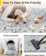 Area Rugs 5'x7' Washable Non-Slip, Floral Vintage Distress Print Pattern Medallion Carpet for Living Room Bedroom Dining Room, Light Blue Navy Beige Gray White - Image 4