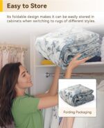 Area Rugs 5'x7' Washable Non-Slip, Floral Vintage Distress Print Pattern Medallion Carpet for Living Room Bedroom Dining Room, Light Blue Navy Beige Gray White - Image 6