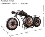 YOUKI Metal Motorcycle Art Wall Decor Desk Shelf Clocks Non Ticking Battery Operated Home Decorative Gift Idea,Wall Decorations for Bedroom Office 16.6 x 1.5X 7.9 Inches,Bronze - Image 3