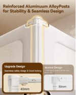 3 Piece Bed Rails for Queen Bed, No-Drill Needed Baby Bed Rail Guard for Toddlers with Height Adjustable, Thickened Child Safety Side Railing Guards/Bedrail for Kids, White/Grey, 60x78.7x78.7in - Image 6