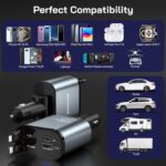[2 Pack] Retractable Car Charger 4 in 1 Fast Car Phone Charger 69W, USB C Car Truck Accessories Adapter with 2X Retractable Charger Cords and 2X USB Ports for i Phone 16/15/14/13, for Samsung S25/S24 - Image 8