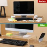 Premium Acrylic Monitor Stand | Clear Laptop Riser for Desk, Office and Home | Computer Stand for TV, Printer, and More | 16" L x 8" W x 4" H with Bonus Phone Stand - Image 5