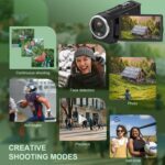 2.7K Video Camera Camcorder QHD 50MP YouTube Vlogging Camera 16X Digital Zoom Webcam 270 Degree Rotation Screen Camcorders with 32G SD Card and 2 Batteries Recording While Charging - Image 7