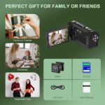 2.7K Video Camera Camcorder QHD 50MP YouTube Vlogging Camera 16X Digital Zoom Webcam 270 Degree Rotation Screen Camcorders with 32G SD Card and 2 Batteries Recording While Charging - Image 8