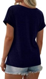 Womens Color Block Short Sleeve Tops Casual Summer T-Shirt - Image 4