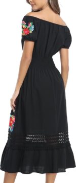 YZXDORWJ Women's Mexican Dress Floral Embroidered Casual Lace Ruffle Maxi Dress - Image 9