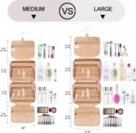 Travel Hanging Toiletry Bag for Women, with Jewelry Organizer Compartment, Medium Waterproof Hanging Makeup Accessories, Cosmetic Essentials, Toiletries Dopp Kit Set with Trolley Belt, Baby Pink - Image 3