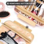 Travel Hanging Toiletry Bag for Women, with Jewelry Organizer Compartment, Medium Waterproof Hanging Makeup Accessories, Cosmetic Essentials, Toiletries Dopp Kit Set with Trolley Belt, Baby Pink - Image 6