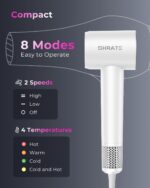 SHRATE Professional High Speed Ionic Hair Dryer | Ultra-Fast Drying | 500 Million Negative Ions | Low Noise | 160000 RPM | Compact Blow Dryer with Magnetic Diffuser for Faster Drying All Hair Types - Image 10