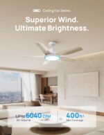 Dreo Smart Ceiling Fans with Lights, Low profile Ceiling Fan with Alexa/App, 52'' Dimmable Lighting & Color Tuning, RGB Ambient Light for Living Room, Game Room, Easy Installation, Quiet, White - Image 5