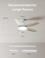 Dreo Smart Ceiling Fans with Lights, Low profile Ceiling Fan with Alexa/App, 52'' Dimmable Lighting & Color Tuning, RGB Ambient Light for Living Room, Game Room, Easy Installation, Quiet, White - Image 10