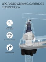 Cobbe 4 inch Brushed Nickel Bathroom Faucets with Pop up Drain and Two Supply Hoses, Lead-Free Stainless Steel 2 Handle Centerset Faucet for Vanity, RV - Image 3