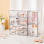 Vtopmart Stackable Storage Drawers Set of 5, Clear Plastic Organizer Bins for Beauty Supplies,Ideal for Vanity, Bathroom,Cabinet,Pantry Organization - Image 3