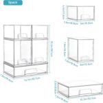 Vtopmart Stackable Storage Drawers Set of 5, Clear Plastic Organizer Bins for Beauty Supplies,Ideal for Vanity, Bathroom,Cabinet,Pantry Organization - Image 4