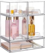 Vtopmart Stackable Storage Drawers Set of 5, Clear Plastic Organizer Bins for Beauty Supplies,Ideal for Vanity, Bathroom,Cabinet,Pantry Organization - Image 5
