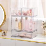 Vtopmart Stackable Storage Drawers Set of 5, Clear Plastic Organizer Bins for Beauty Supplies,Ideal for Vanity, Bathroom,Cabinet,Pantry Organization - Image 9