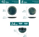 vancasso Starry 12-Pieces Dinnerware Set for 4, Stoneware Plates and Bowls Set Tableware, Dishwasher and Microwave Safe, Green - Image 3