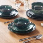 vancasso Starry 12-Pieces Dinnerware Set for 4, Stoneware Plates and Bowls Set Tableware, Dishwasher and Microwave Safe, Green - Image 7