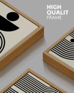 PHOPAGO Black Abstract Wall Art Geometry Minimalist Sun Lines Framed Canvas Painting Artwork 11x14in Natural Framed - Image 7