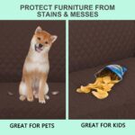 Reversible Couch Cover for 3 Cushion Couch Sofa Cover Washable for Pet Friendly with Elastic Straps Water Repellent(Sofa, Chocolate/Beige) - Image 7