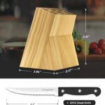 Steak Knives, 7 Pieces Steak Knife Set with Block, High Carbon Stainless Steel, Serrated Silverware Set, Black - Image 3