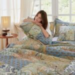 Secgo California King Quilt Size - 100% Cotton Oversized California Comforter Set Green Bedding Sets (120 * 110 Inch) with 2 Pillow Shams, Patchwork Reversible Lightweight Bedspread - Image 3