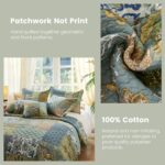Secgo California King Quilt Size - 100% Cotton Oversized California Comforter Set Green Bedding Sets (120 * 110 Inch) with 2 Pillow Shams, Patchwork Reversible Lightweight Bedspread - Image 5