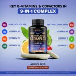 Vitamin B Complex Methylated - B-Complex with Methylfolate & B12 - Bioavailable for Men & Women - 9-in-1 Methylated Multivitamin - Energy, Brain & Mood - Vegan - Made in USA - 120 Capsules, One/Day - Image 6