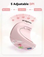 TECKNET Ergonomic Wireless Vertical Mouse - 4800 DPI, 5 Adjustable Levels, 2.4GHz Optical, 6 Buttons for Carpal Tunnel - Laptop, Desktop, PC, MacBook Compatible - Pink - Image 4
