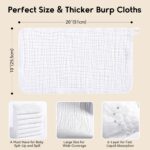 Muslin Burp Cloths for Baby 100% Cotton Burping Cloths for Boys Girls Large 20''X10'' Extra Soft and Absorbent 12 Pack - White - Image 4