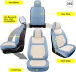 LINGVIDO Car Seat Covers, Breathable and Waterproof Faux Leather Automotive Seat Covers for Cars SUV Truck Sedan,Universal Anti-Slip Seat Cover with Backrest (Full Set, White & Light Blue) - Image 3
