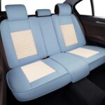 LINGVIDO Car Seat Covers, Breathable and Waterproof Faux Leather Automotive Seat Covers for Cars SUV Truck Sedan,Universal Anti-Slip Seat Cover with Backrest (Full Set, White & Light Blue) - Image 6