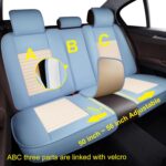 LINGVIDO Car Seat Covers, Breathable and Waterproof Faux Leather Automotive Seat Covers for Cars SUV Truck Sedan,Universal Anti-Slip Seat Cover with Backrest (Full Set, White & Light Blue) - Image 7