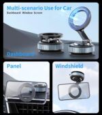 Vacuum Magnetic Car Phone Holder Stand,360° Adjustable Car Phone Mount for Magsafe with Suction Cup & Swivel Lock,Foldable Phone Holders for Your Car,Cell Phone Car Mount for iPhone & Android - Image 7